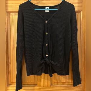 Black Button-Up Knit Top